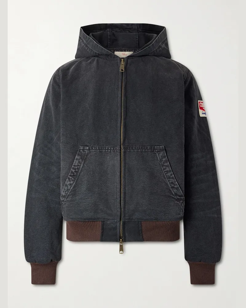 Cherry Los Angeles Logo-Appliquéd Cotton-Canvas Hooded Jacket Black