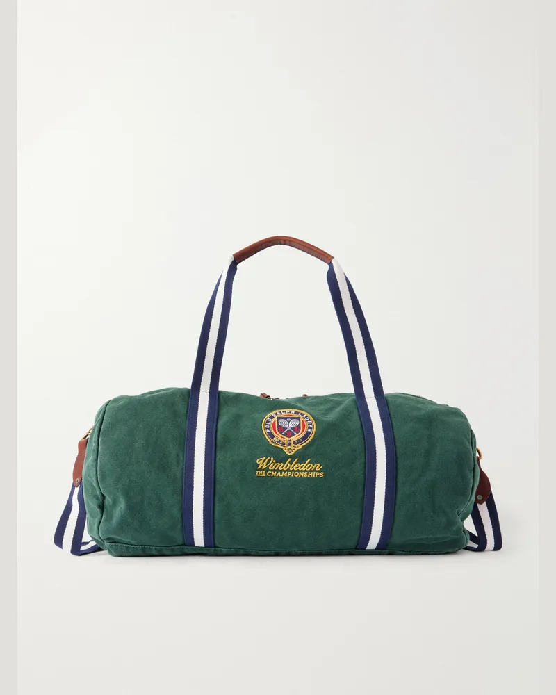Ralph Lauren Wimbledon Embroidered Cotton Duffle Bag Green