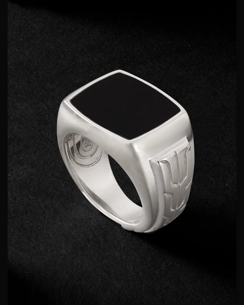John Hardy Siegelring aus Silber mit Onyx Schwarz