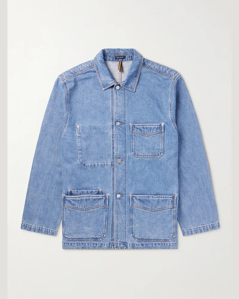 Drake's Selvedge Denim Jacket Blue
