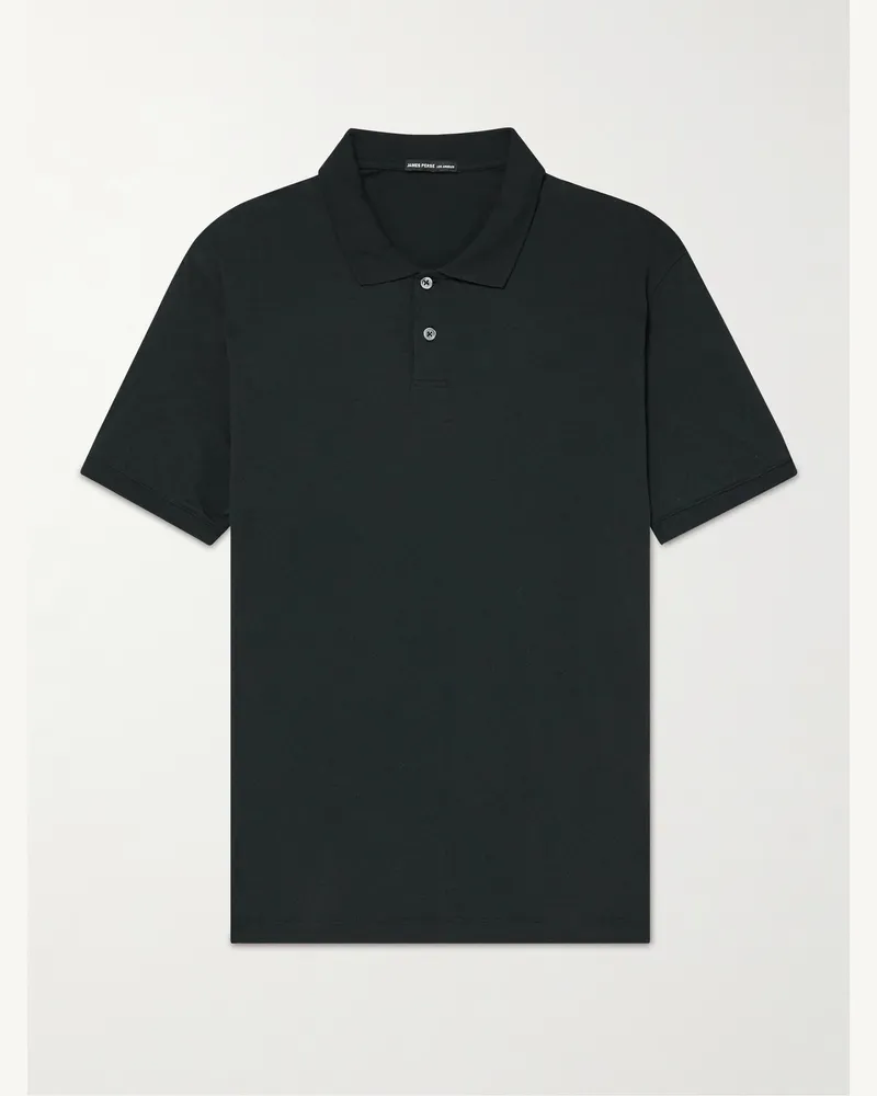 James Perse Polohemd aus Baumwoll-Jersey Schwarz