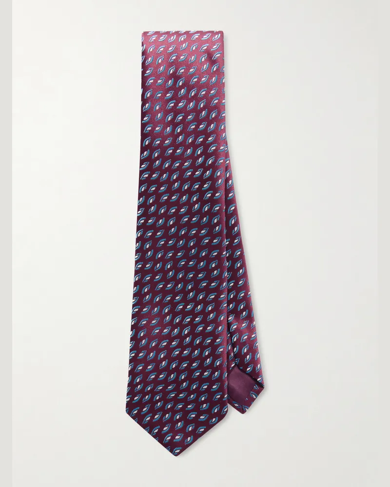 Charvet 8.5cm Embroidered Silk Tie Burgundy
