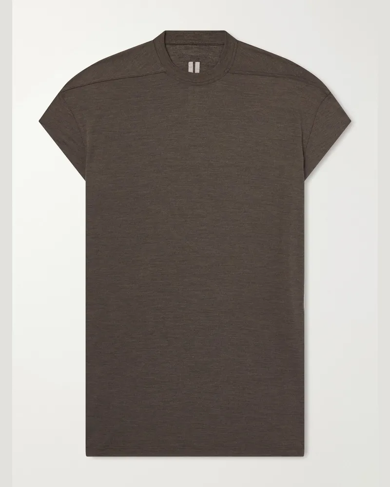 Rick Owens Jumbo Wool and Silk-Blend Jersey T-Shirt Green