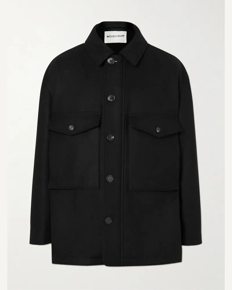 Miles Leon Bonsai Jacke aus Melton aus Wolle Schwarz