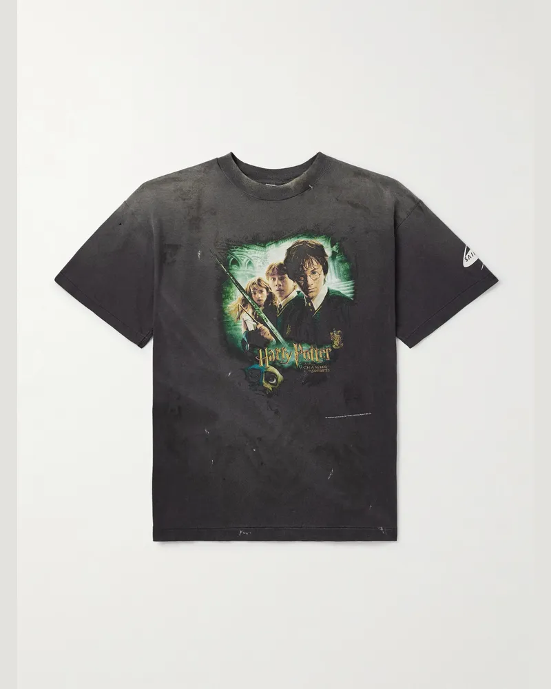 SAINT MXXXXXX Harry Potter and The Chamber of Secrets Printed Cotton-Jersey T-Shirt Black