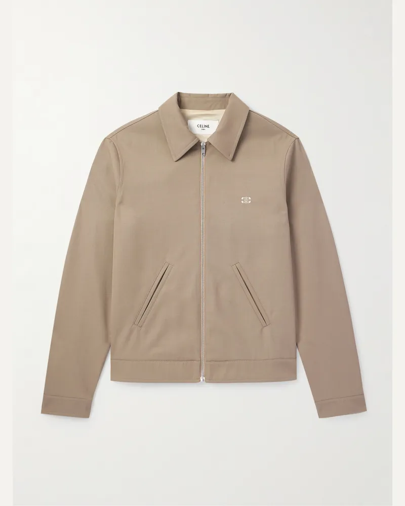 Celine Jacke aus Twill aus einer Wollmischung mit „Triomphe“-Logostickerei Braun