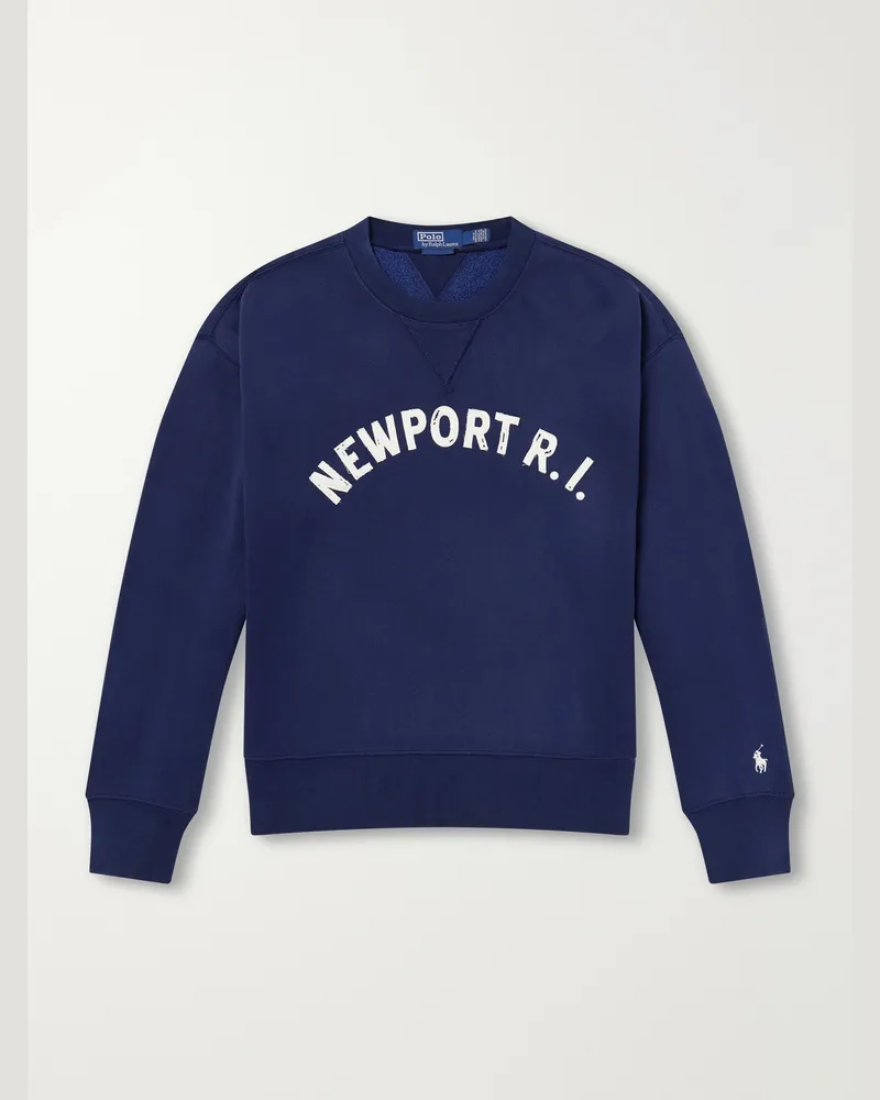 Ralph Lauren Appliquéd Cotton-Blend Jersey Sweatshirt Blue