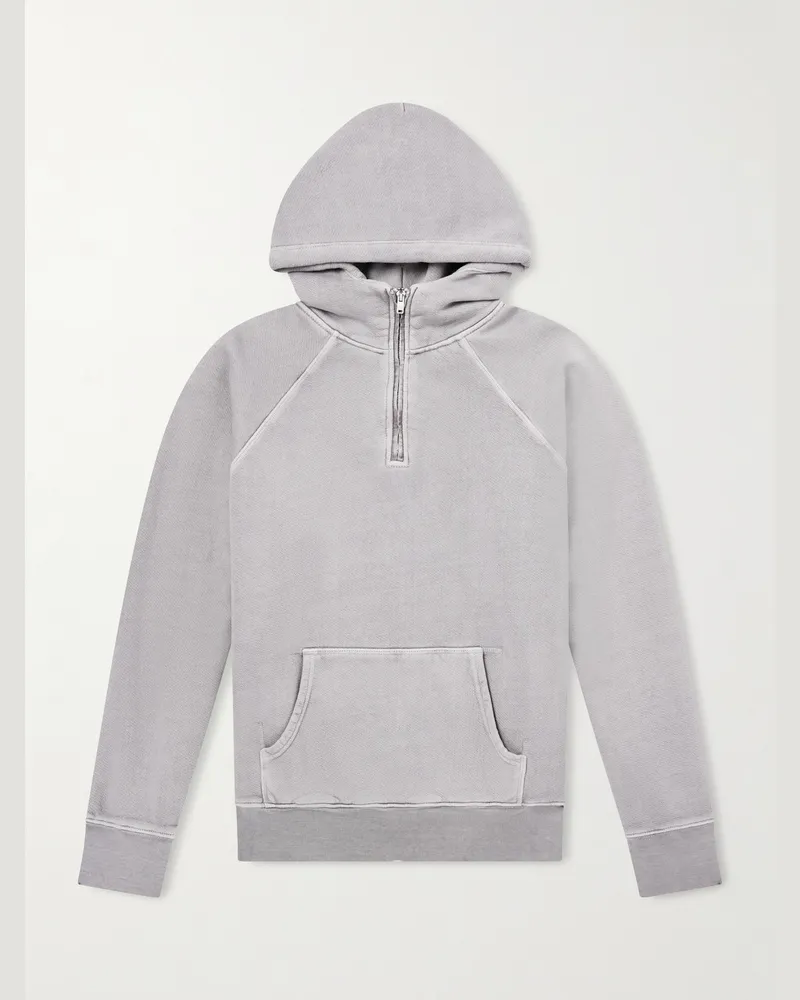 LES TIEN Hoodie aus Baumwoll-Jersey mit kurzem Reißverschluss Grau