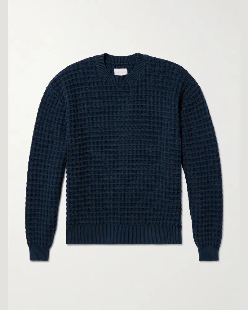 Aimé Leon Dore Waffle-Knit Cotton Sweater Blue