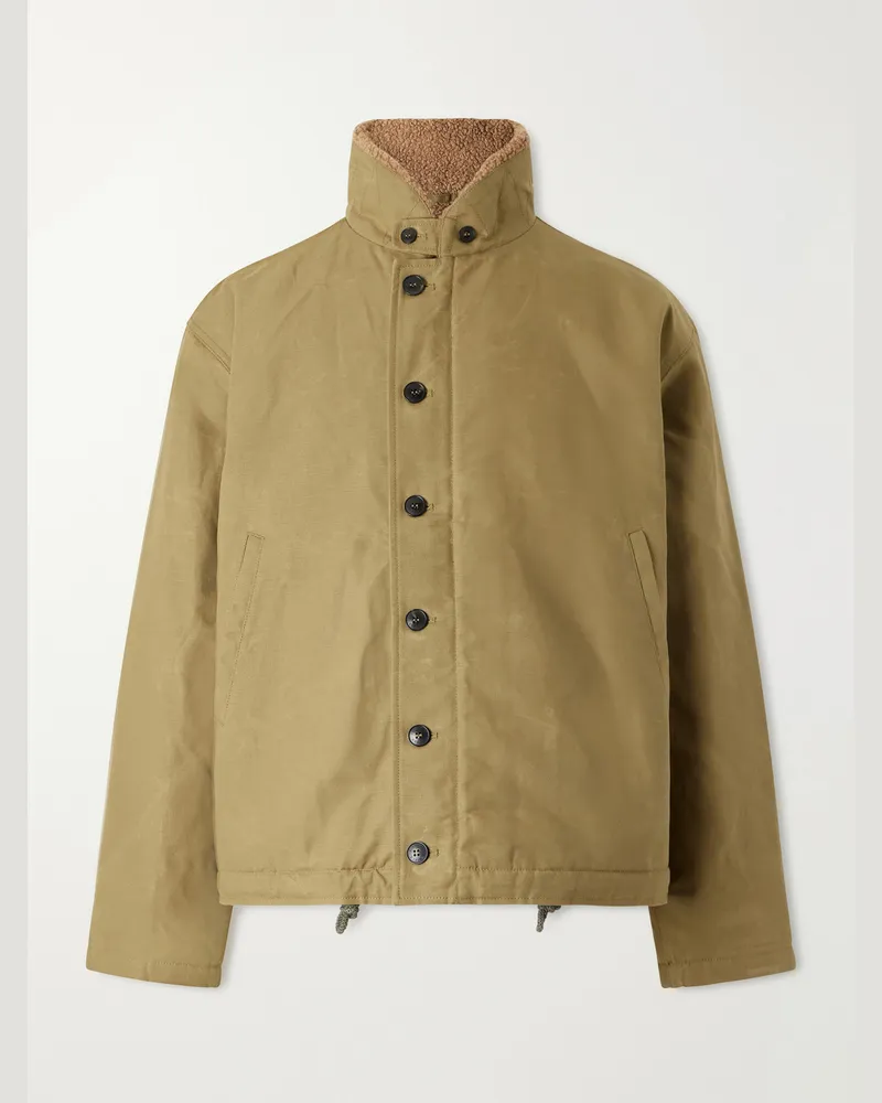 Fortela Deck Wool Fleece-Lined Cotton-Canvas Jacket Green