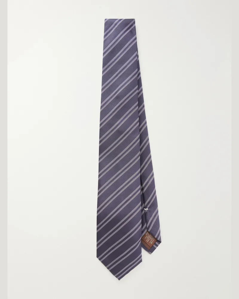 Canali 8cm Striped Silk Tie Blue