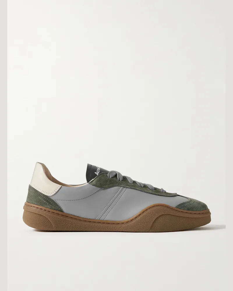 Acne Studios Bars Low Sneakers aus Leder mit Velourslederbesatz Grau