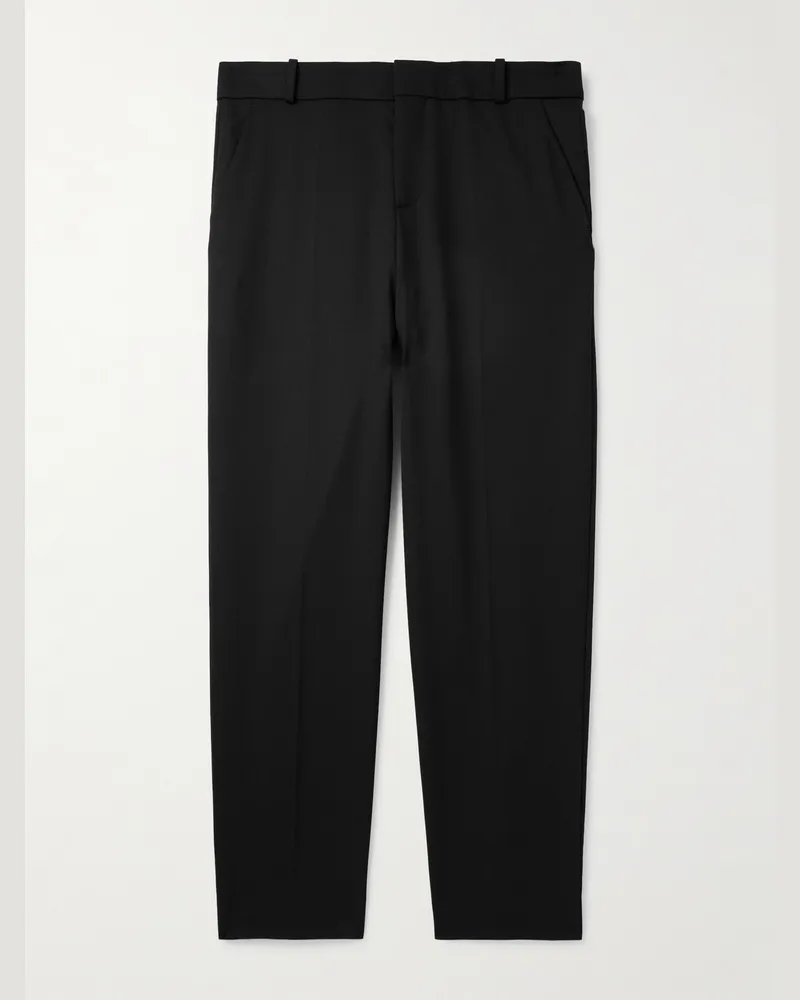 Balmain Straight-Leg Cropped Wool-Twill Trousers Black