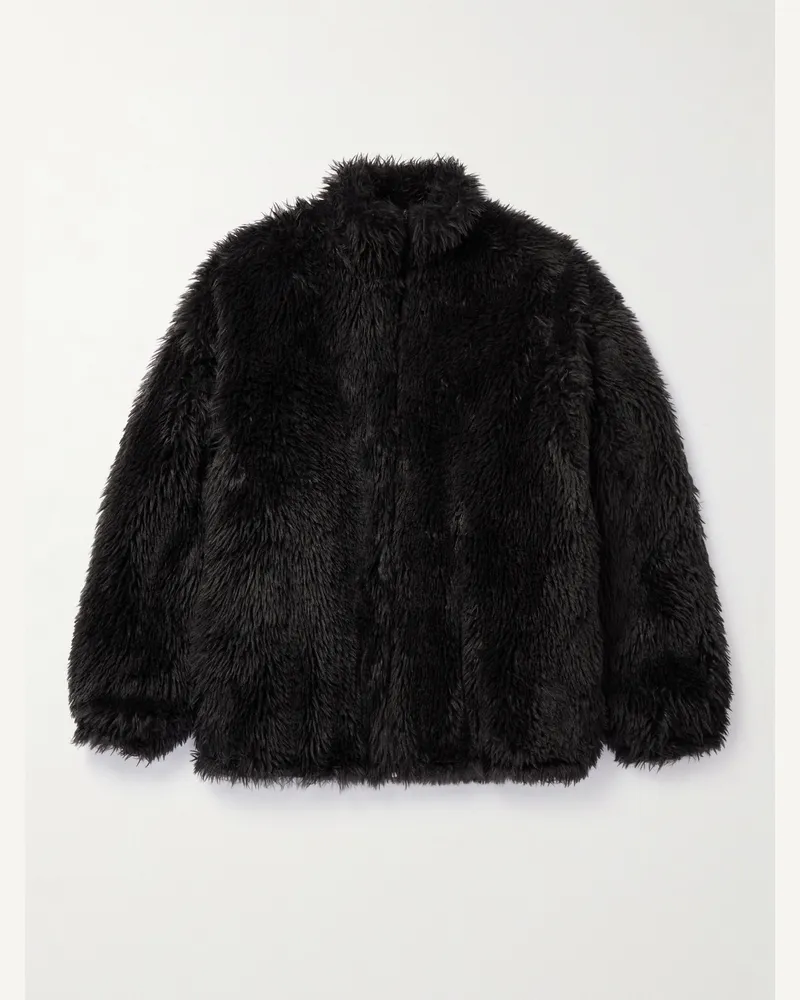 Balenciaga Oversized-Bomberjacke aus Faux Fur Schwarz