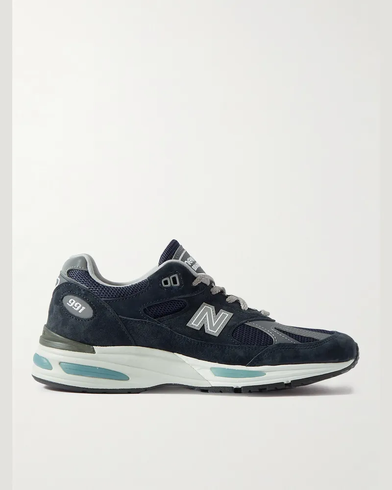 New Balance 991v2 Sneakers aus Veloursleder, Mesh und Kunstleder Blau