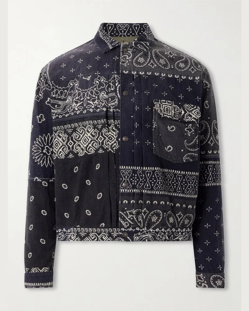 KAPITAL Reversible Bandana-Print Cotton-Flannel Jacket Black