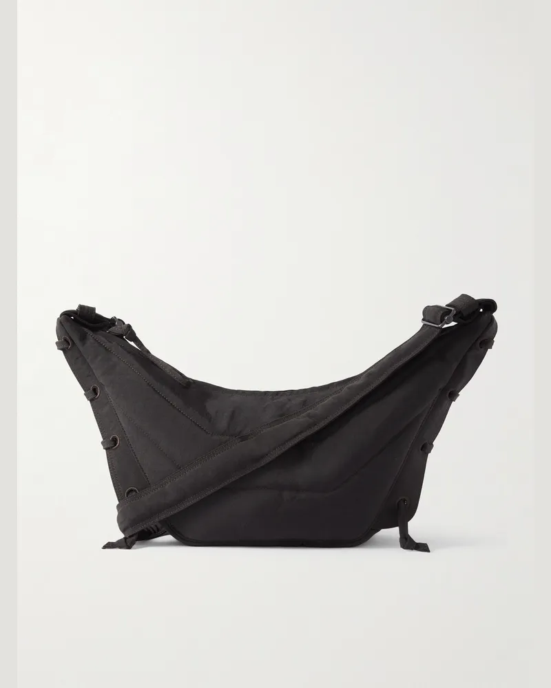 Christophe Lemaire Soft Game Small Nylon-Canvas Messenger Bag Black