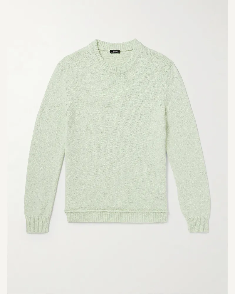 Ermenegildo Zegna Organic Cotton and Silk-Blend Sweater Green