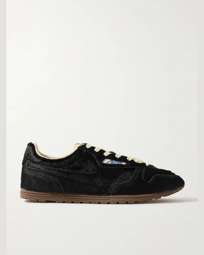 AUTRY Windspin Sneakers aus Leder in Ponyhaaroptik Schwarz