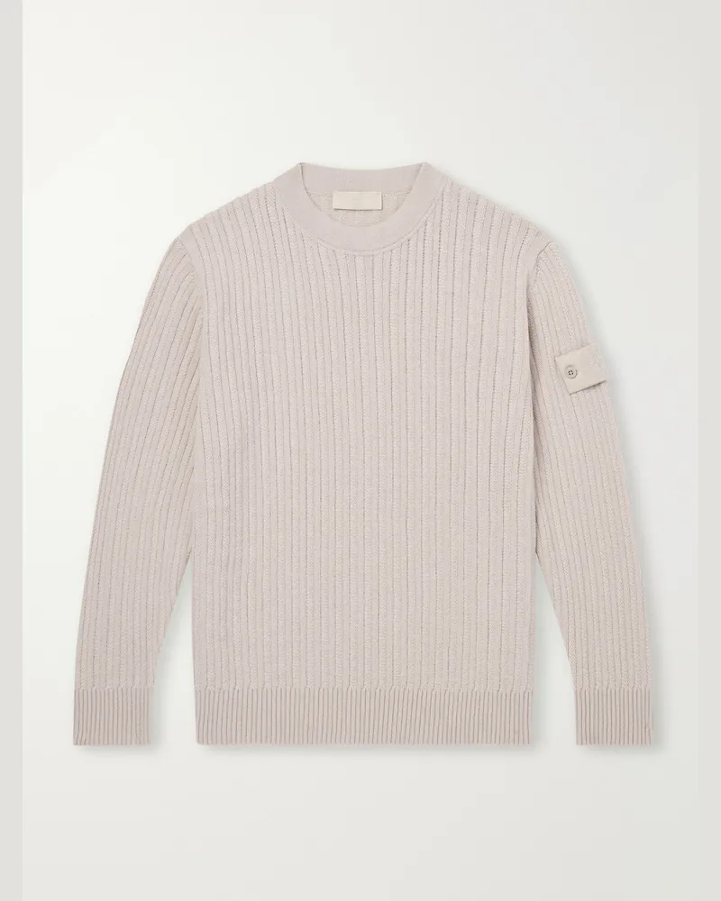 Stone Island GHOST Ribbed Wool Cashmere Sweater Neutrals
