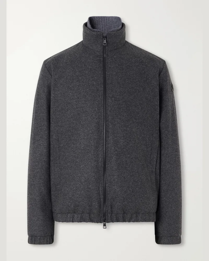 Moncler Limberl Stretch-Flannel Padded Blouson Jacket Gray