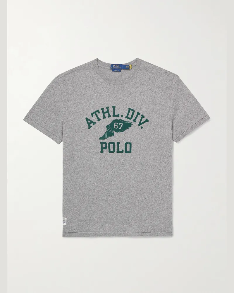 Ralph Lauren T-Shirt aus Baumwoll-Jersey mit Logoflockdruck Grau