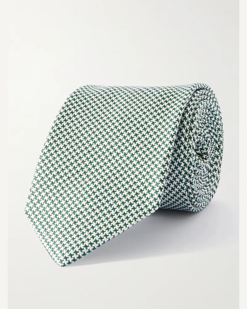 Drake's Krawatte aus Jacquard aus einer Seiden-Baumwollmischung, 8 cm Grün