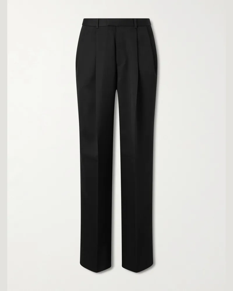 Givenchy Straight-Leg Pleated Grain De Poudre Wool Trousers Black
