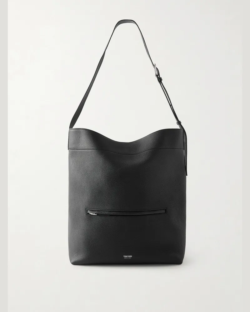 Tom Ford Full-Grain Leather Tote Bag Black