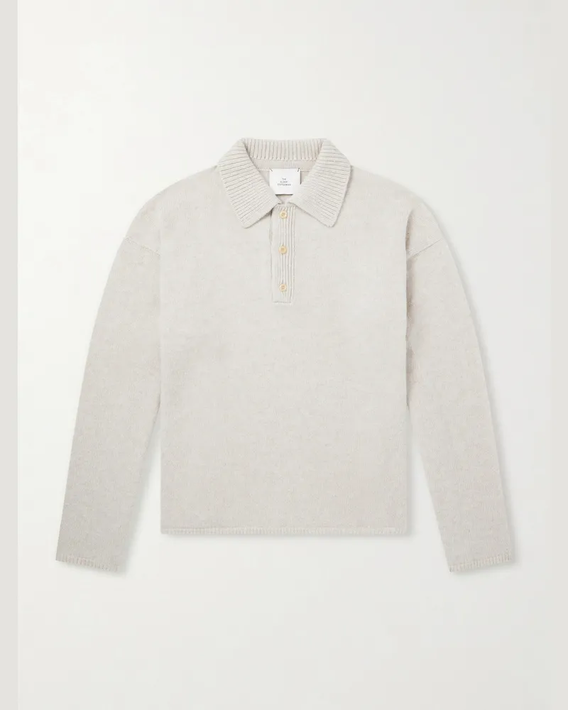 The Elder Statesman Dume Rugby Cashmere Polo Sweater Neutrals