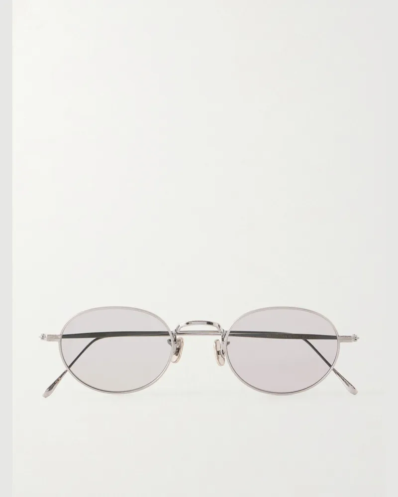 AURALEE Eyevan Round-Frame Titanium Sunglasses Silver