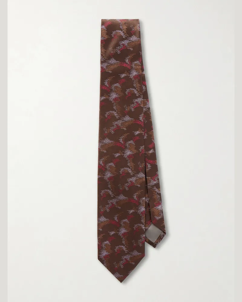 Charvet 8.5cm Silk-Jacquard Tie Brown