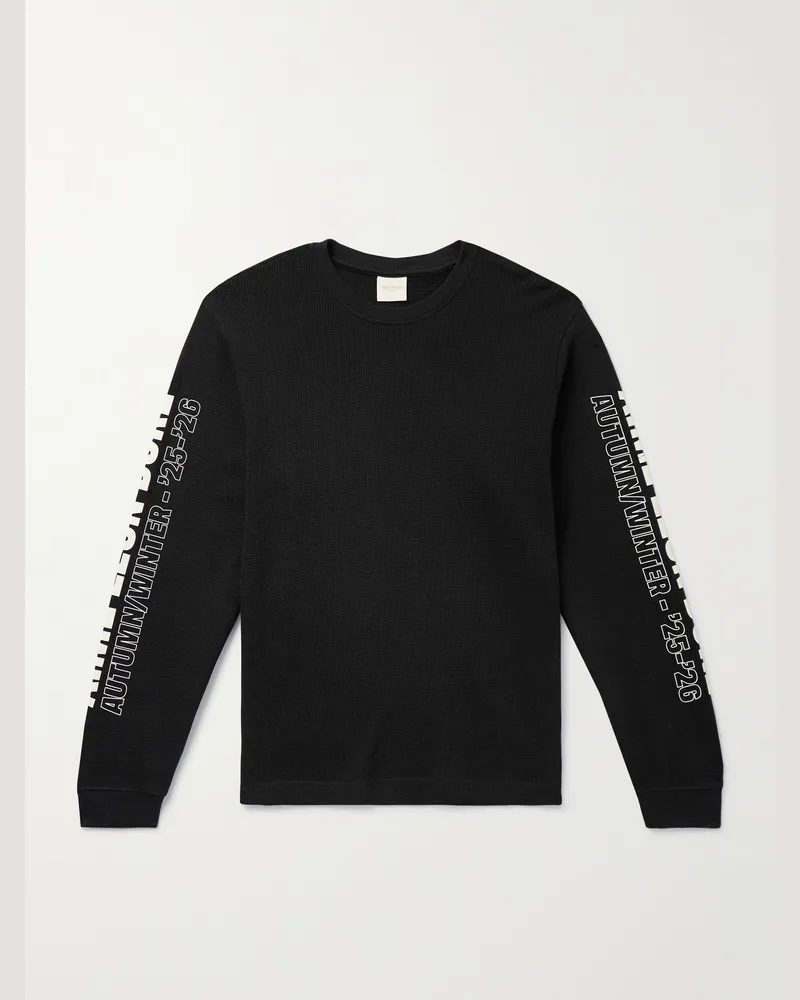 Aimé Leon Dore Logo-Print Waffle-Knit Cotton T-Shirt Black