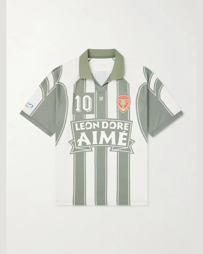Aimé Leon Dore Logo-Appliquéd Striped Jersey T-Shirt Green