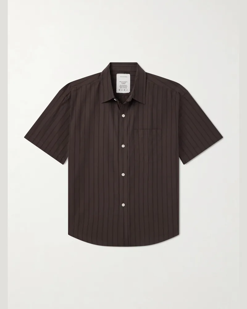 Mfpen New Input Striped Cotton-Poplin Shirt Brown