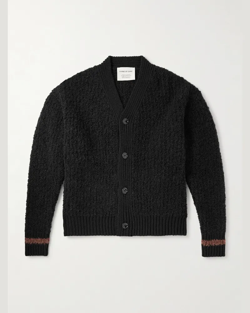 A Kind Of Guise Cardigan aus einer Schurwollmischung in Rippstrick Schwarz