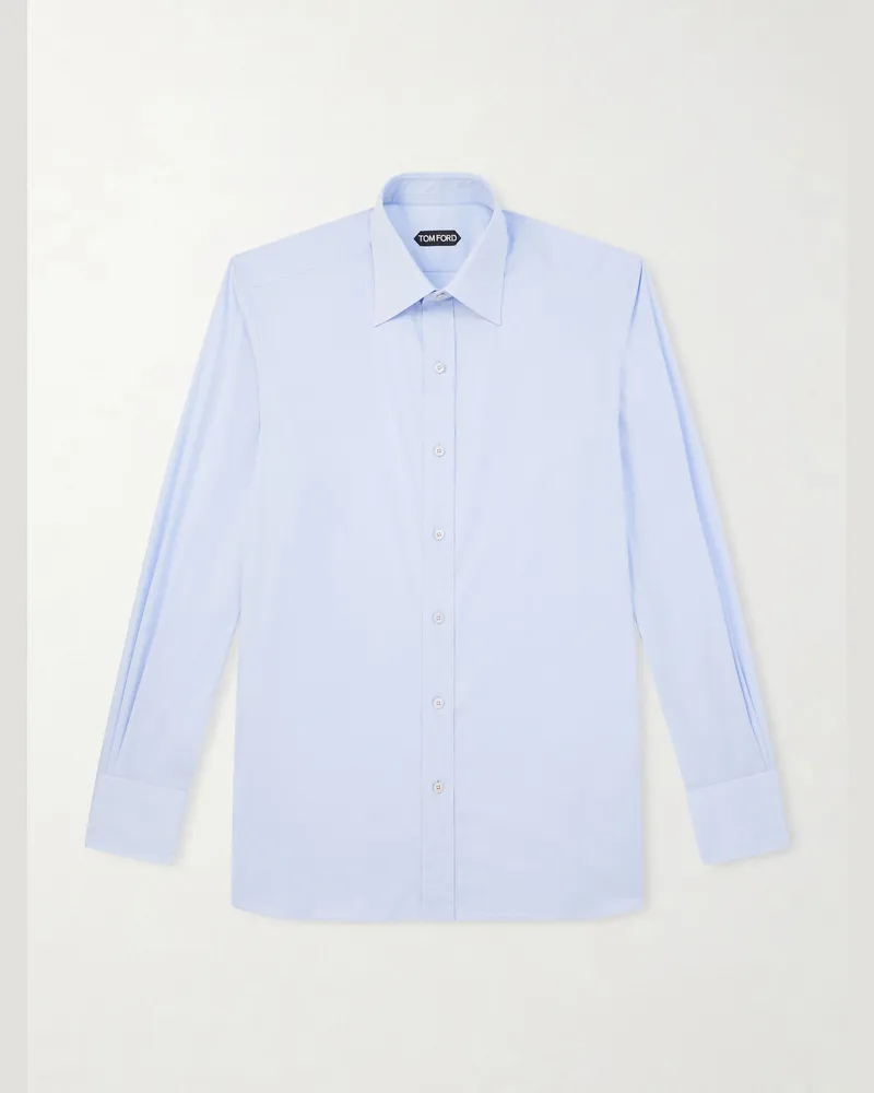 Tom Ford Hemd aus Baumwollpopeline Blau