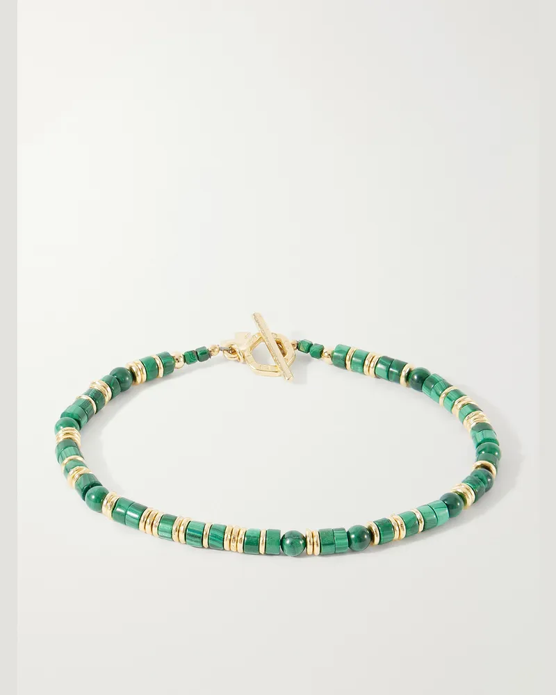 Peyote Bird El Bosque Gold-Plated Malachite Bracelet Green