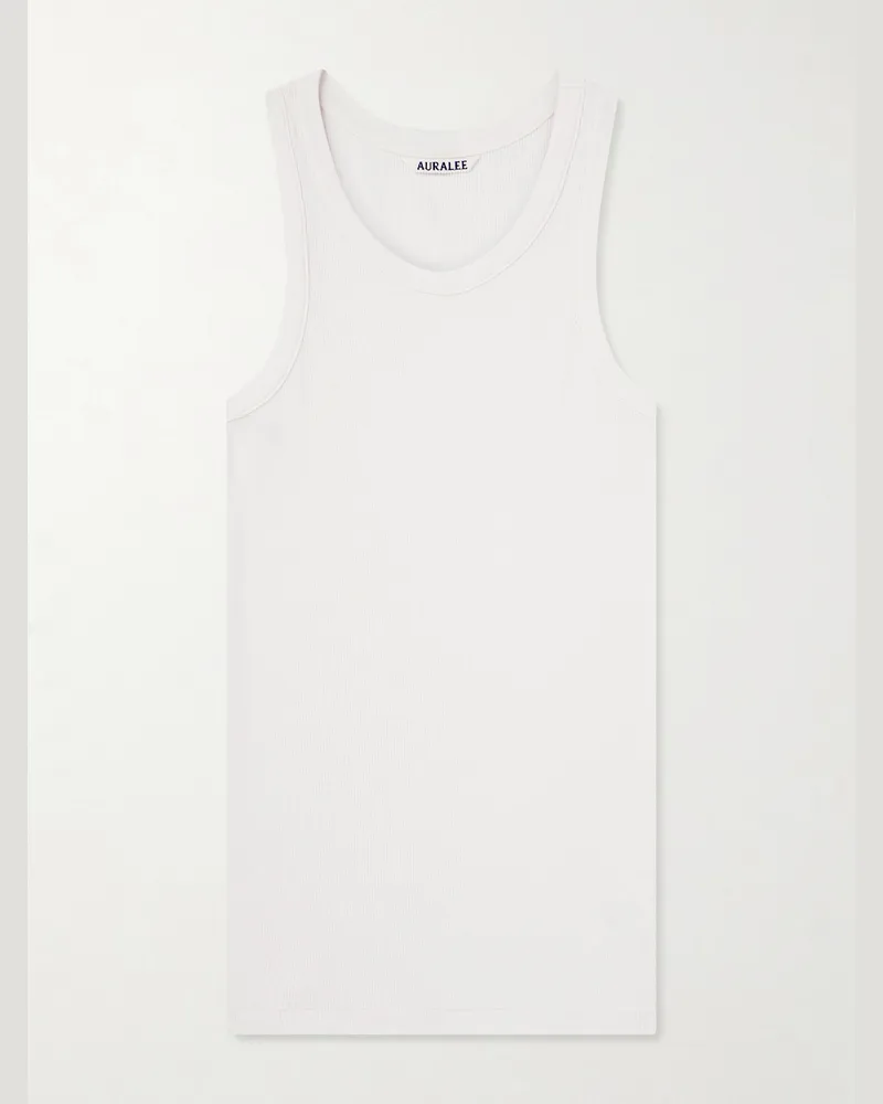 AURALEE Ribbed Organic Cotton-Jersey Tank Top Neutrals