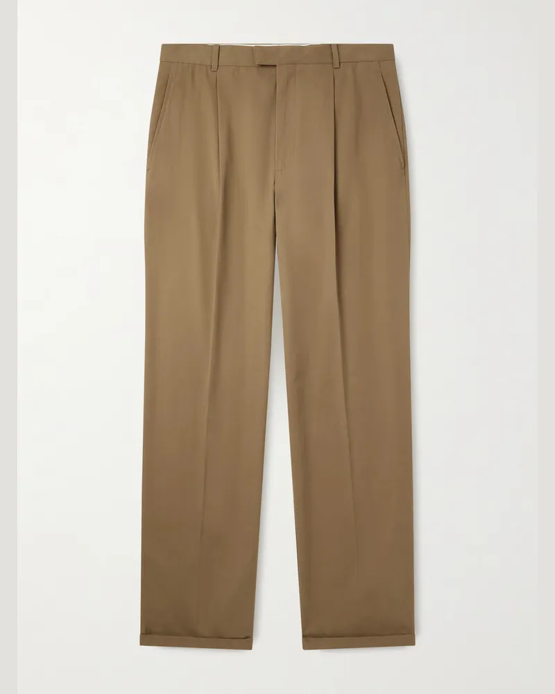 The Row Belamy gerade geschnittene Hose aus Gabardine aus einer Baumwoll-Kaschmirmischung mit Falten Neutral