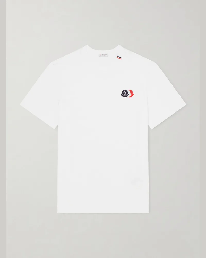 Moncler Logo-Appliquéd Cotton-Jersey T-Shirt White