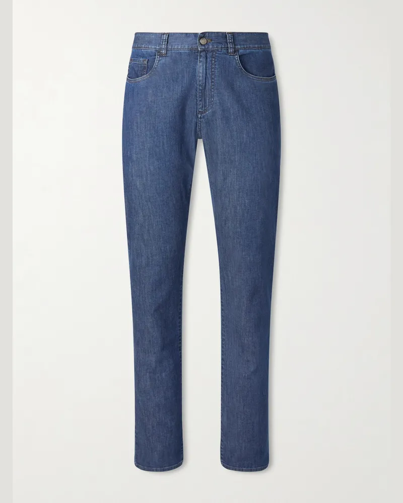 Canali Slim-Fit Straight-Leg Jeans Blue