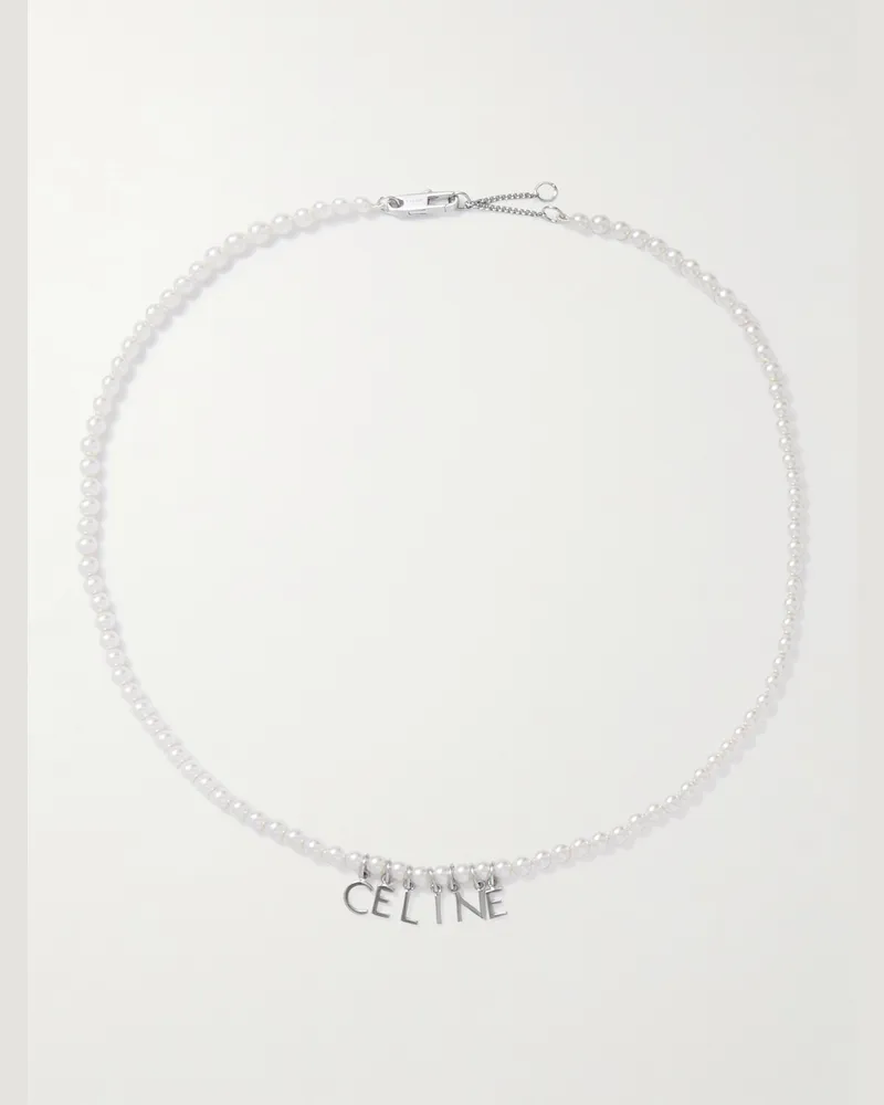 Celine Silver-Tone Faux Pearl Necklace Silver