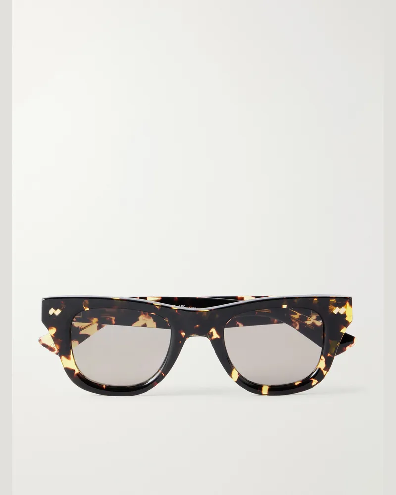 Bottega Veneta Bold Ribbon Stud D-Frame Recycled Tortoiseshell Acetate Sunglasses Brown