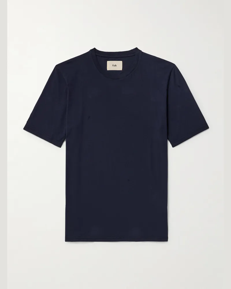 Folk Assembly Cotton-Jersey T-Shirt Blue