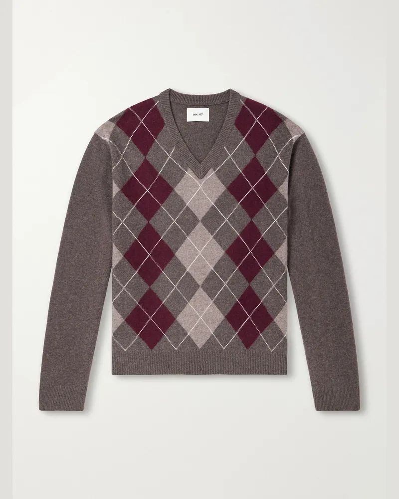 NN 07 Otto 60070 Argyle Wool Sweater Gray