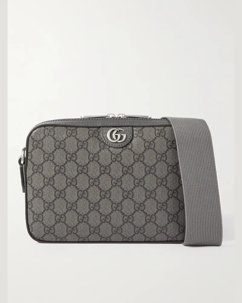 Gucci Ophidia Umhängetasche aus beschichtetem Canvas mit Logomuster und Lederbesätzen Grau