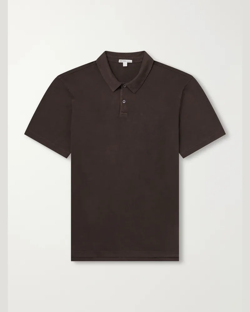 James Perse Supima Cotton-Jersey Polo Shirt Brown