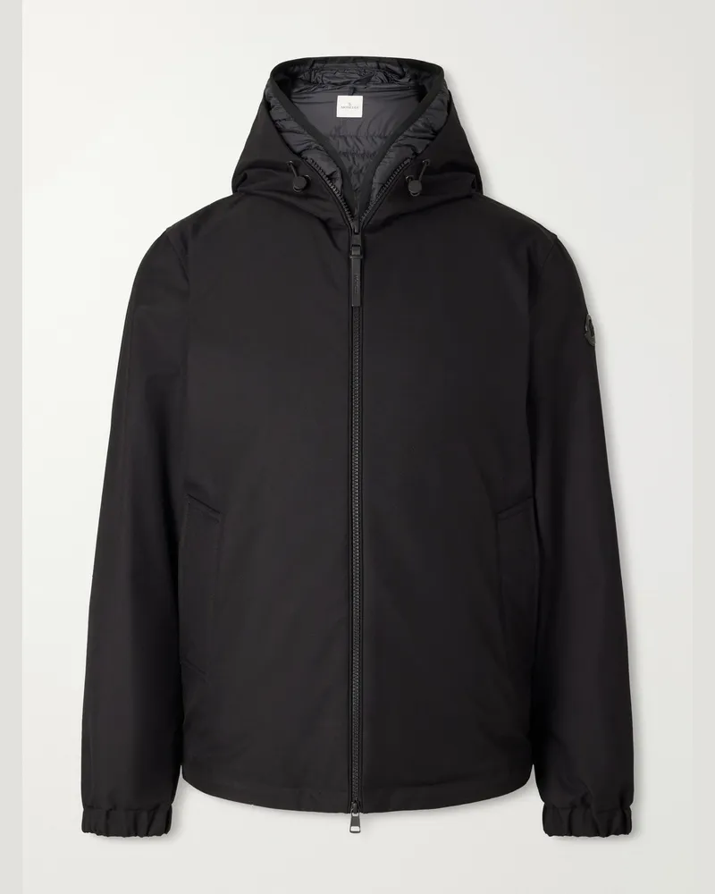 Moncler Skirnix Hooded Layered Twill and Quilted Shell Down Jacket Black