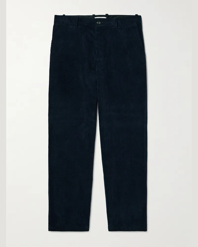 MR P. Edward weit geschnittene Hose aus Biobaumwollcord Blau
